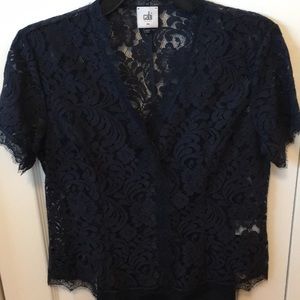 CAbi Navy Lace coverup with Tunic